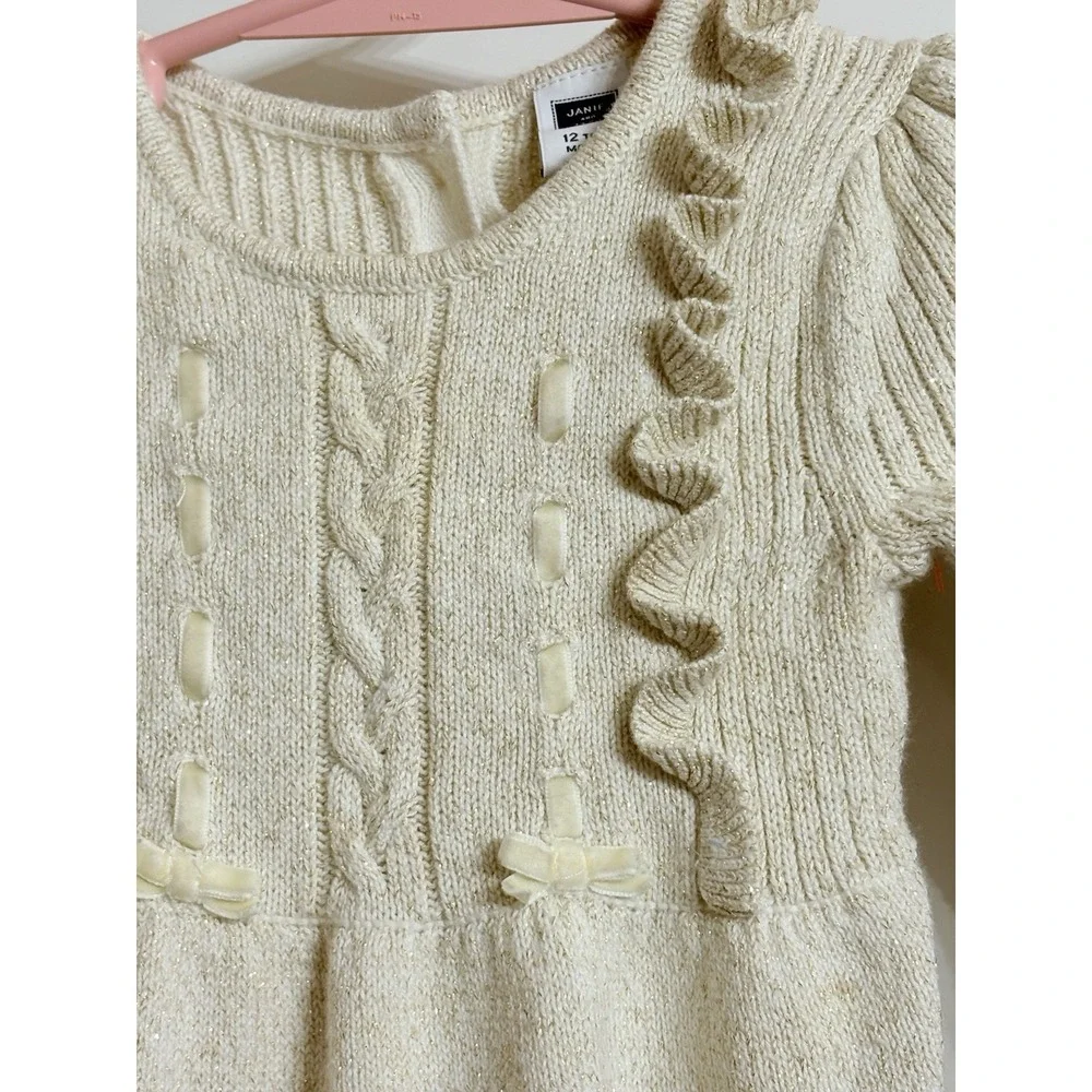 Janie & Jack  12-18months Knit Gold And Cream‎ One Piece Outfit
